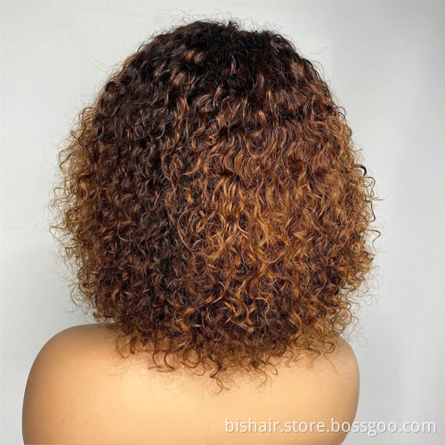 Wholesale 99J Short Bob Machine Made Human Hair Wigs 150% Density Wigs For Black Women Curly Brazilian Remy Hair Wigs With Bang